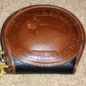 Dooney & Bourke Brown & Black Leather Coin Pouch